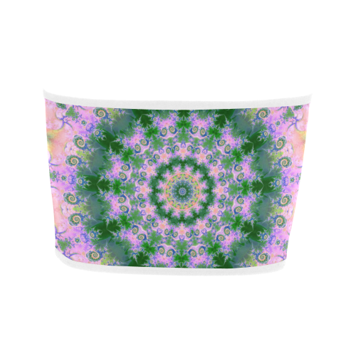 Rose Pink Green Explosion of Flowers Mandala Bandeau Top