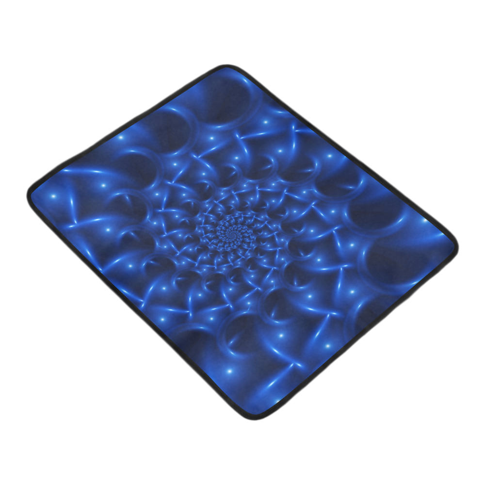 Glossy Blue Spiral Fractal Beach Mat 78"x 60"