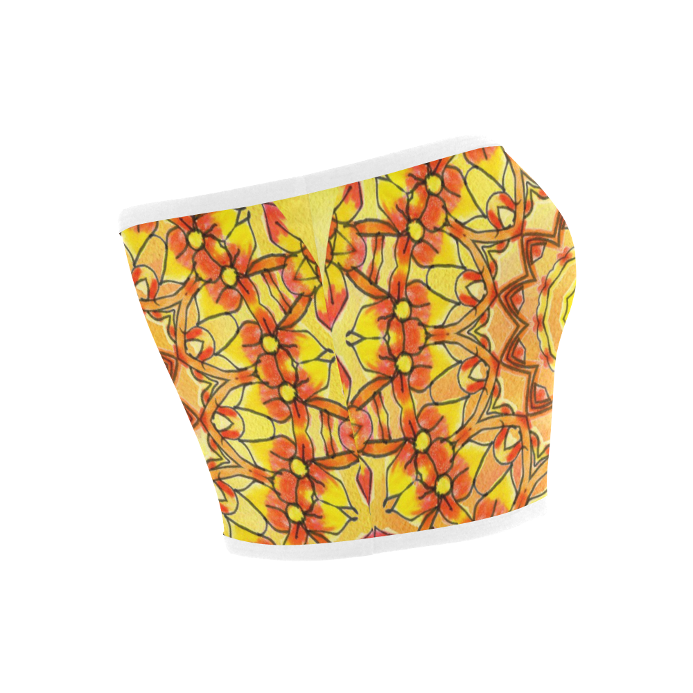 Orange Yellow Sunflower Mandala Red Zendoodle Bandeau Top