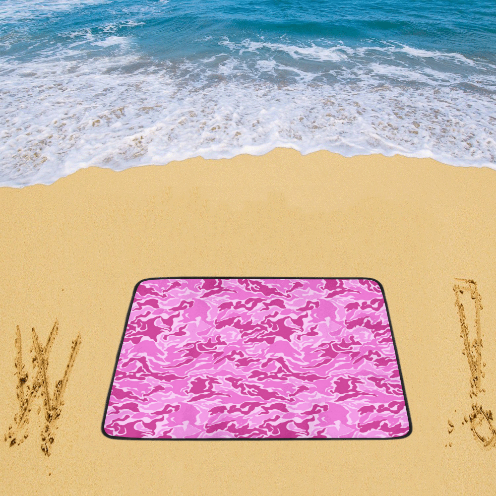 Pink Camo Camouflage Pattern Beach Mat 78"x 60"