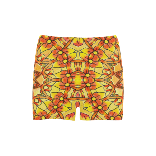 Orange Yellow Sunflower Mandala Red Zendoodle Briseis Skinny Shorts (Model L04)