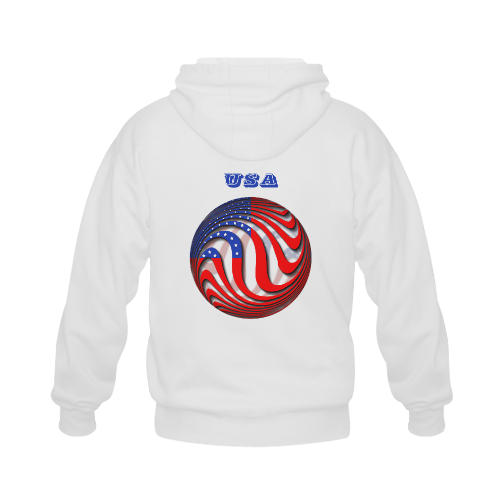 Flag of United States of America Gildan Full Zip Hooded Sweatshirt (Model H02)
