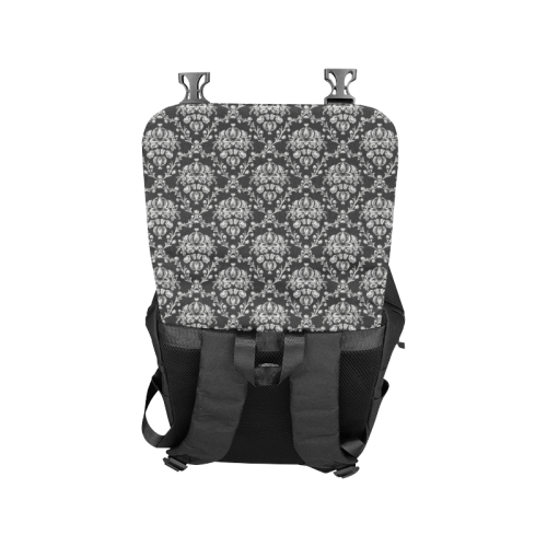 Black and Silver Damask Casual Shoulders Backpack (Model 1623)