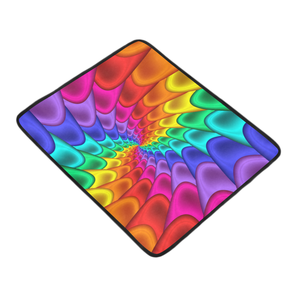 Psychedelic Rainbow Spiral Fractal Beach Mat 78"x 60"