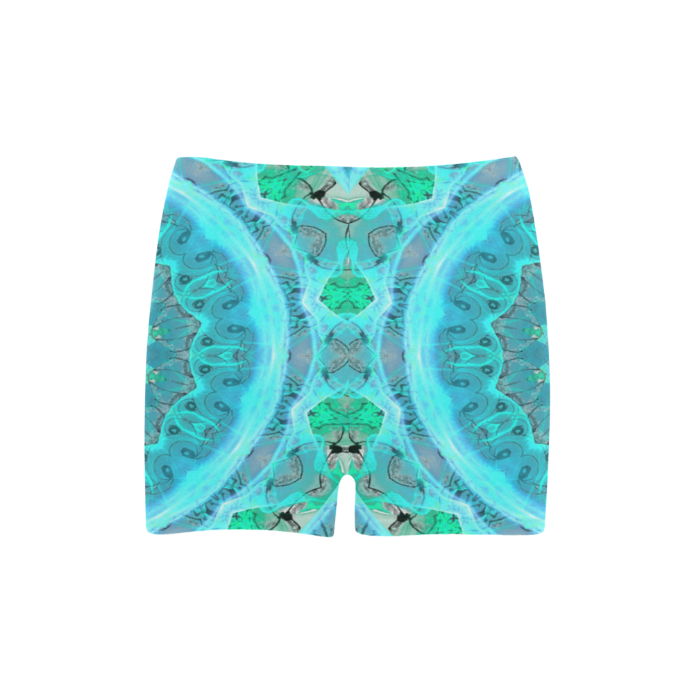 Teal Cyan Ocean Abstract Modern Lace Lattice Briseis Skinny Shorts (Model L04)