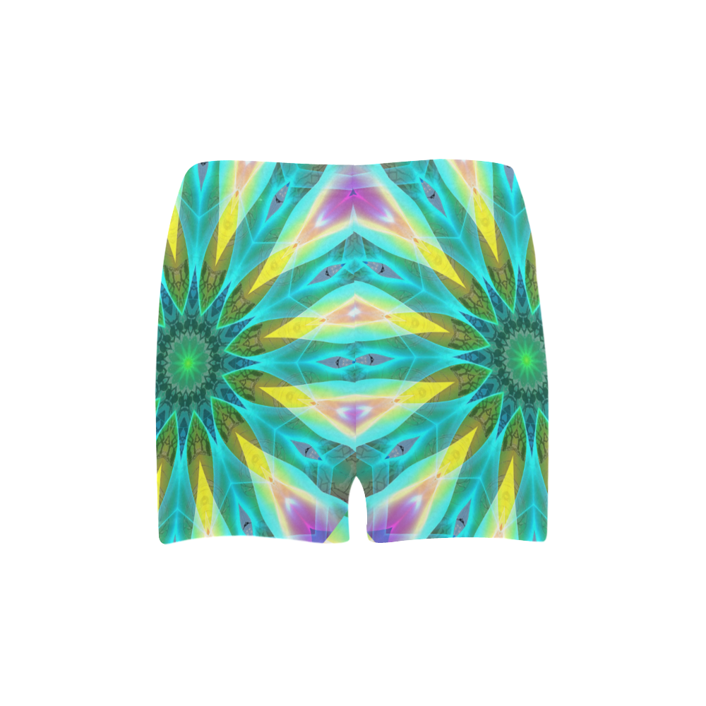 Golden Violet Peacock Sunrise Abstract Wind Flower Briseis Skinny Shorts (Model L04)