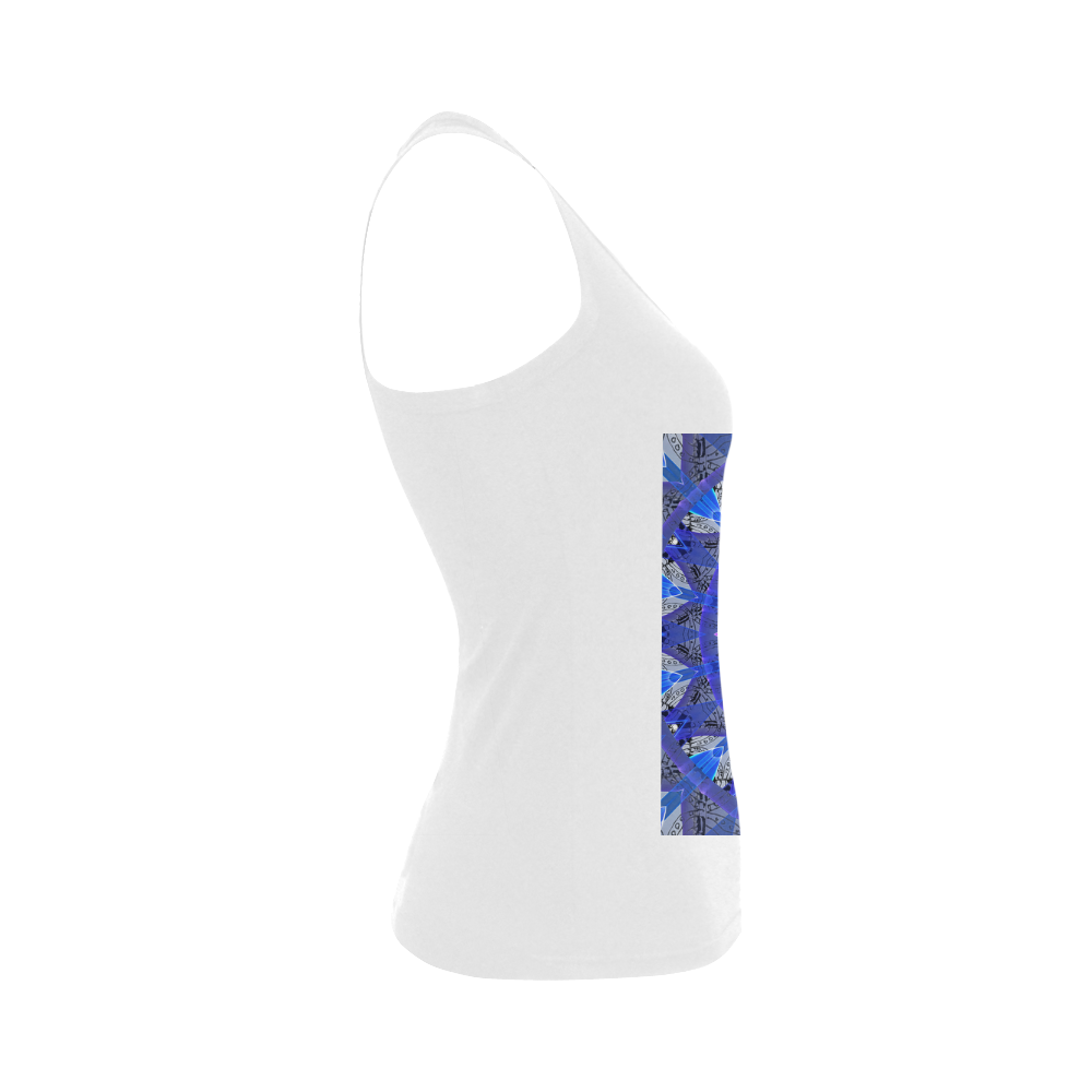 Blue Ice Merry Aqua Violet Foliage Flowers Zen Women's Shoulder-Free Tank Top (Model T35)