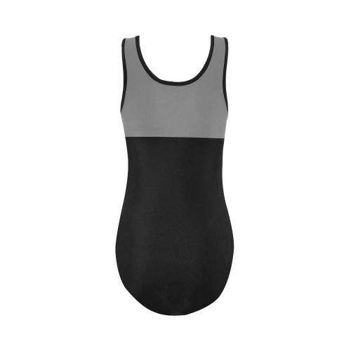 two Colors - black grey + your ideas Vest One Piece Swimsuit (Model S04)