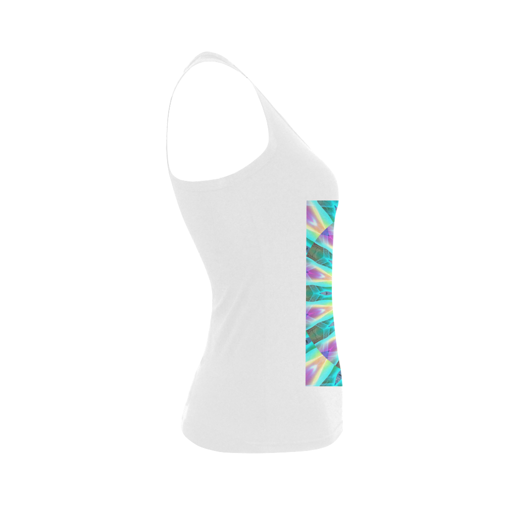 Golden Violet Peacock Sunrise Abstract Wind Flower Women's Shoulder-Free Tank Top (Model T35)