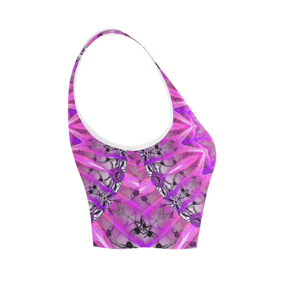Lavender Lace Abstract Pink Light Love Lattice Women's Crop Top (Model T42)