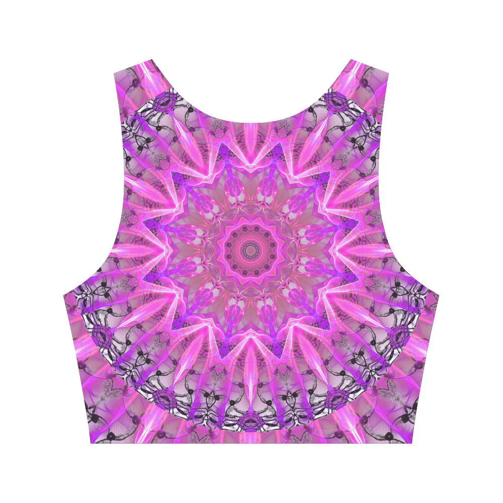 Lavender Lace Abstract Pink Light Love Lattice Women's Crop Top (Model T42)