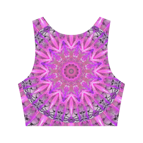 Lavender Lace Abstract Pink Light Love Lattice Women's Crop Top (Model T42)