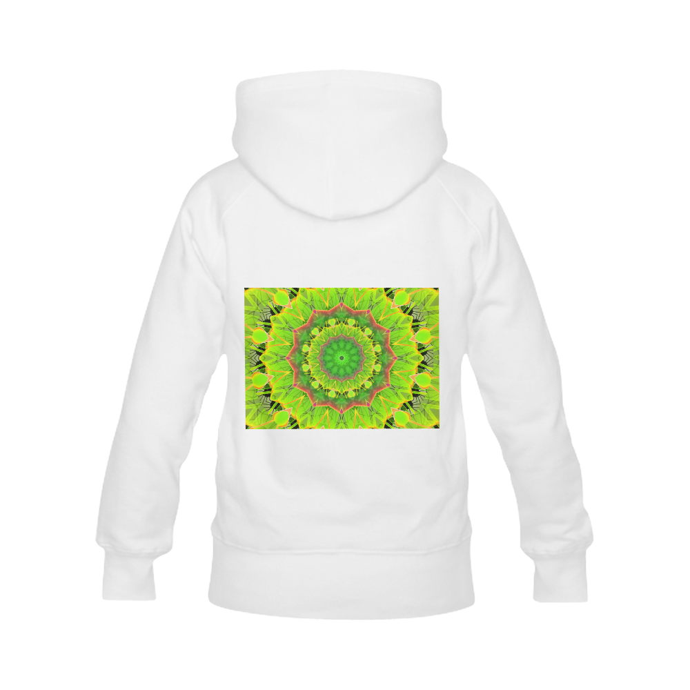 Golden Green Foliage Ferns Abstract Summer Days Women's Classic Hoodies (Model H07)