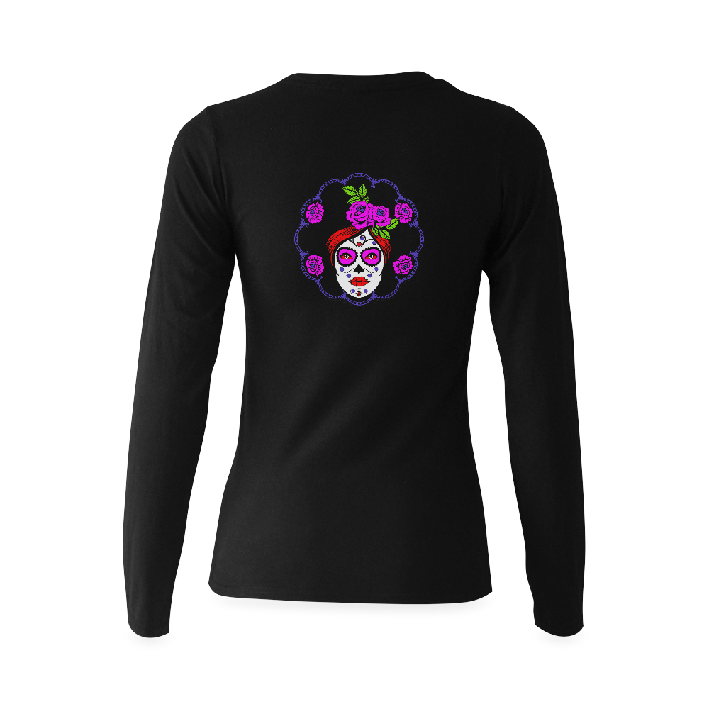 Sugar skulled Sunny Women's T-shirt (long-sleeve) (Model T07)