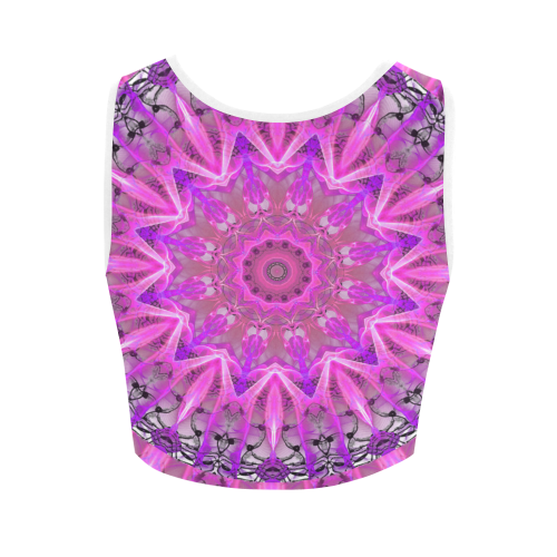 Lavender Lace Abstract Pink Light Love Lattice Women's Crop Top (Model T42)