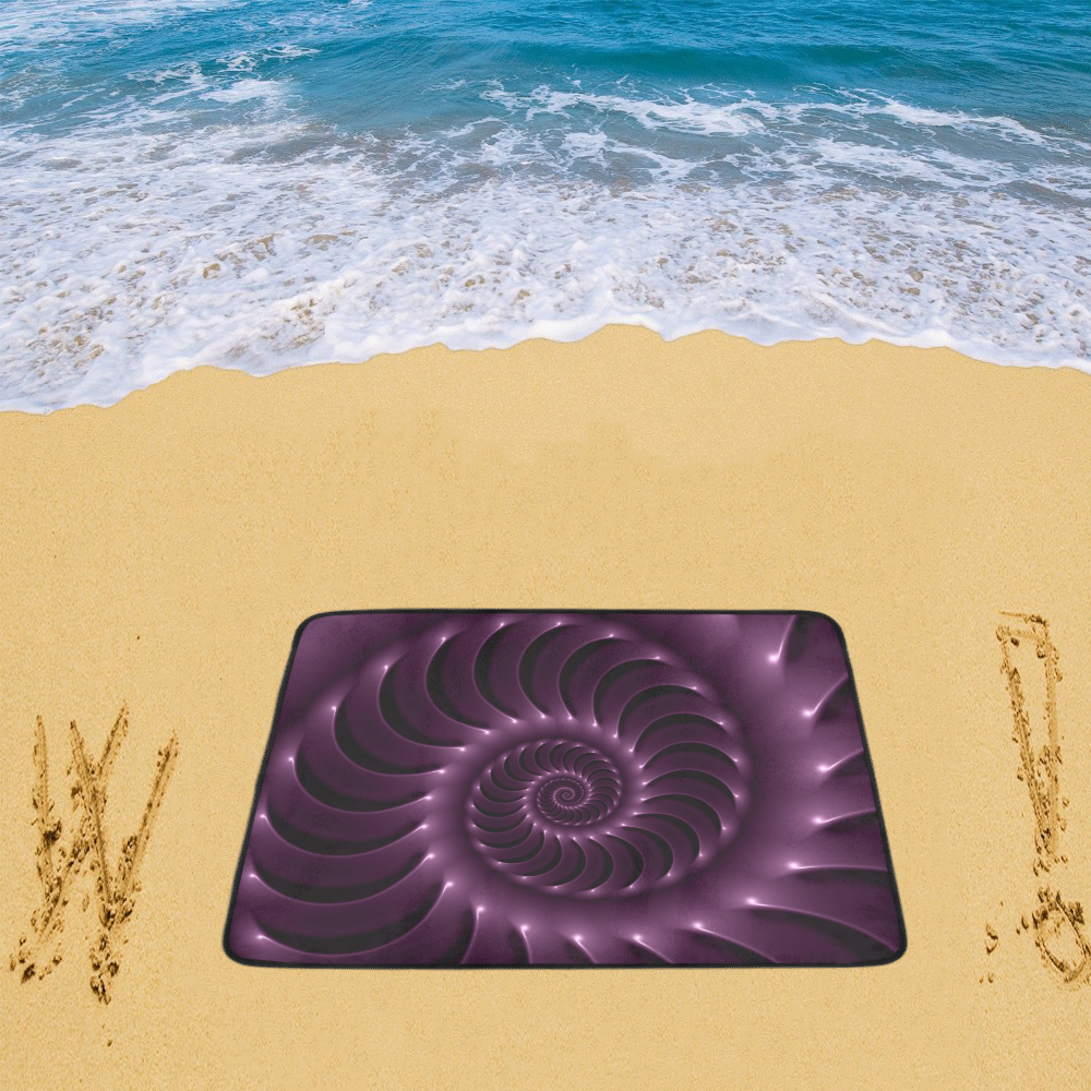 Glossy Purple Spiral Fractal Beach Mat 78"x 60"