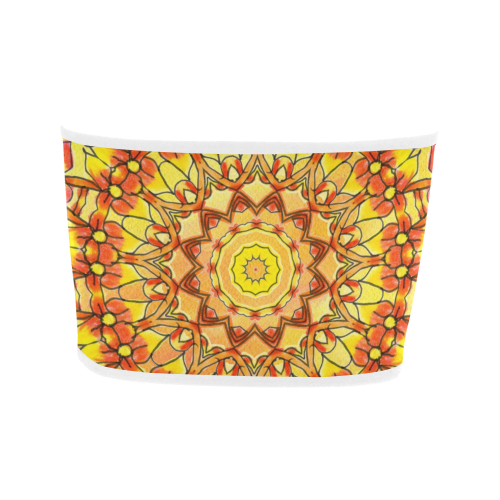 Orange Yellow Sunflower Mandala Red Zendoodle Bandeau Top