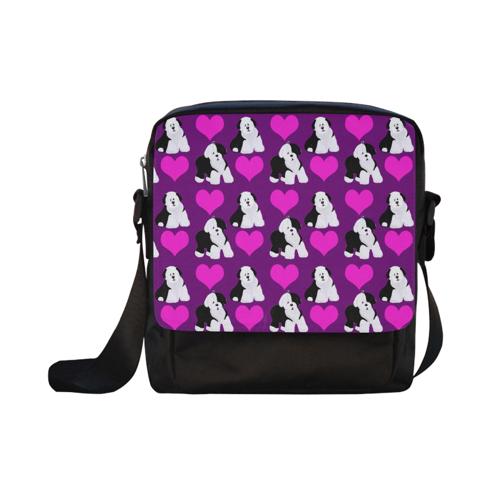 Puppy love-purple Crossbody Nylon Bags (Model 1633)