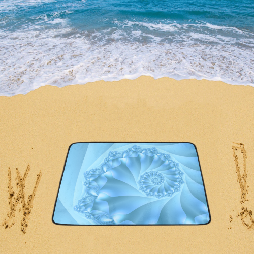 Pastel Blue Spiral Fractal Beach Mat 78"x 60"