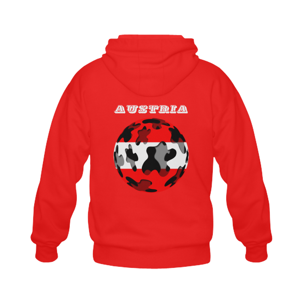 The Flag of Austria Gildan Full Zip Hooded Sweatshirt (Model H02)