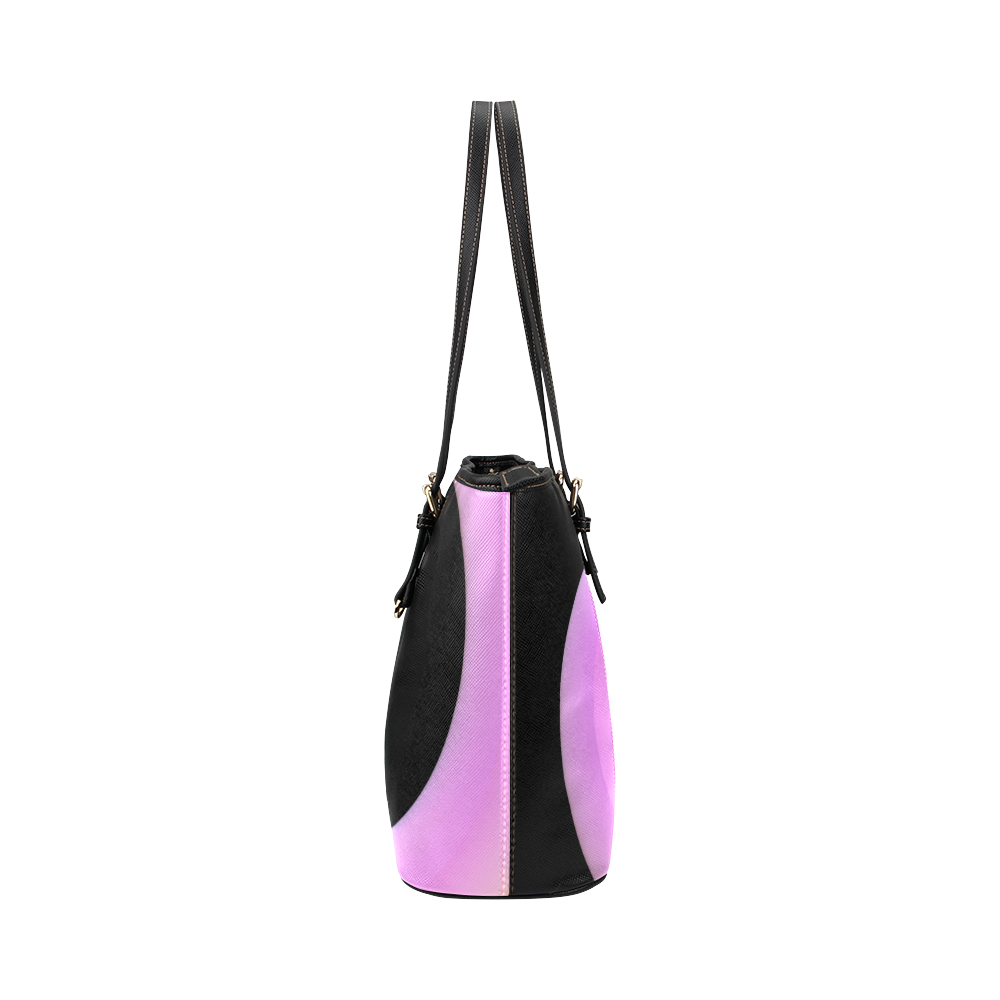 Pink/Black Spiral Leather Tote Bag/Large (Model 1651)
