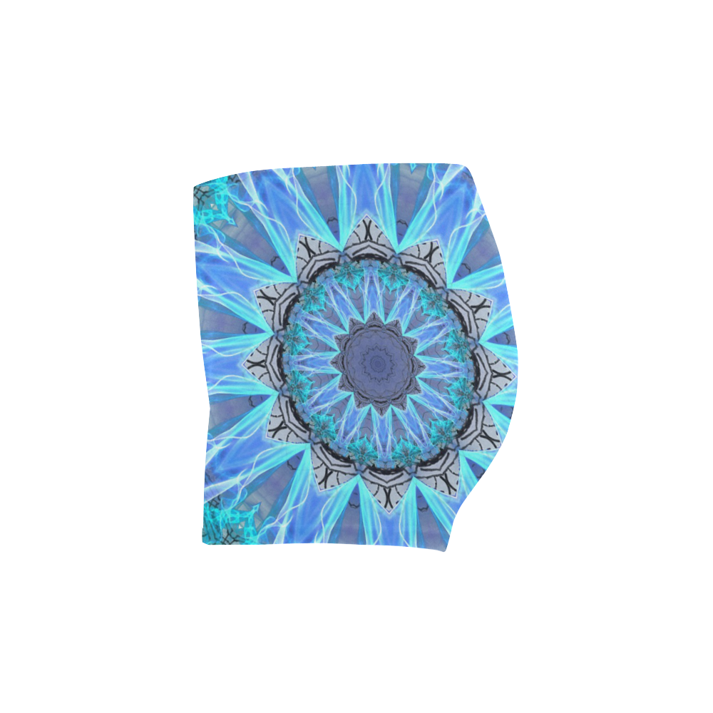 Sapphire Ice Flame, Cyan Blue Crystal Wheel Briseis Skinny Shorts (Model L04)