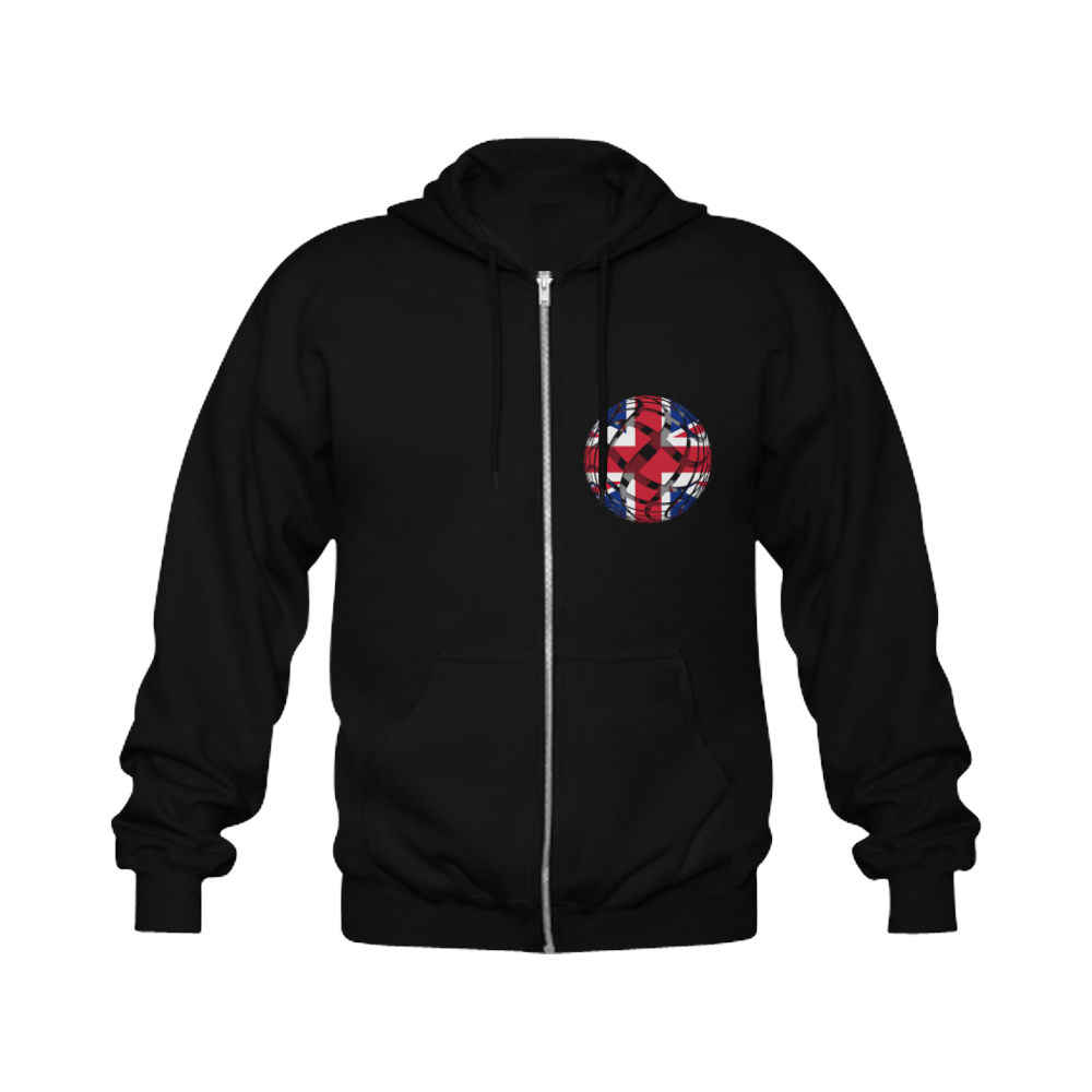 The Flag of United Kingdom Gildan Full Zip Hooded Sweatshirt (Model H02)