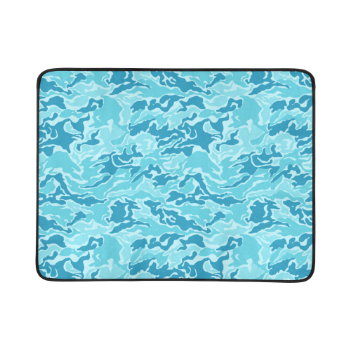 Blue Camo Camouflage Pattern Beach Mat 78"x 60"