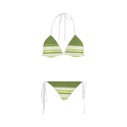 Lemon Green Dark Green Ribbon Custom Bikini Swimsuit
