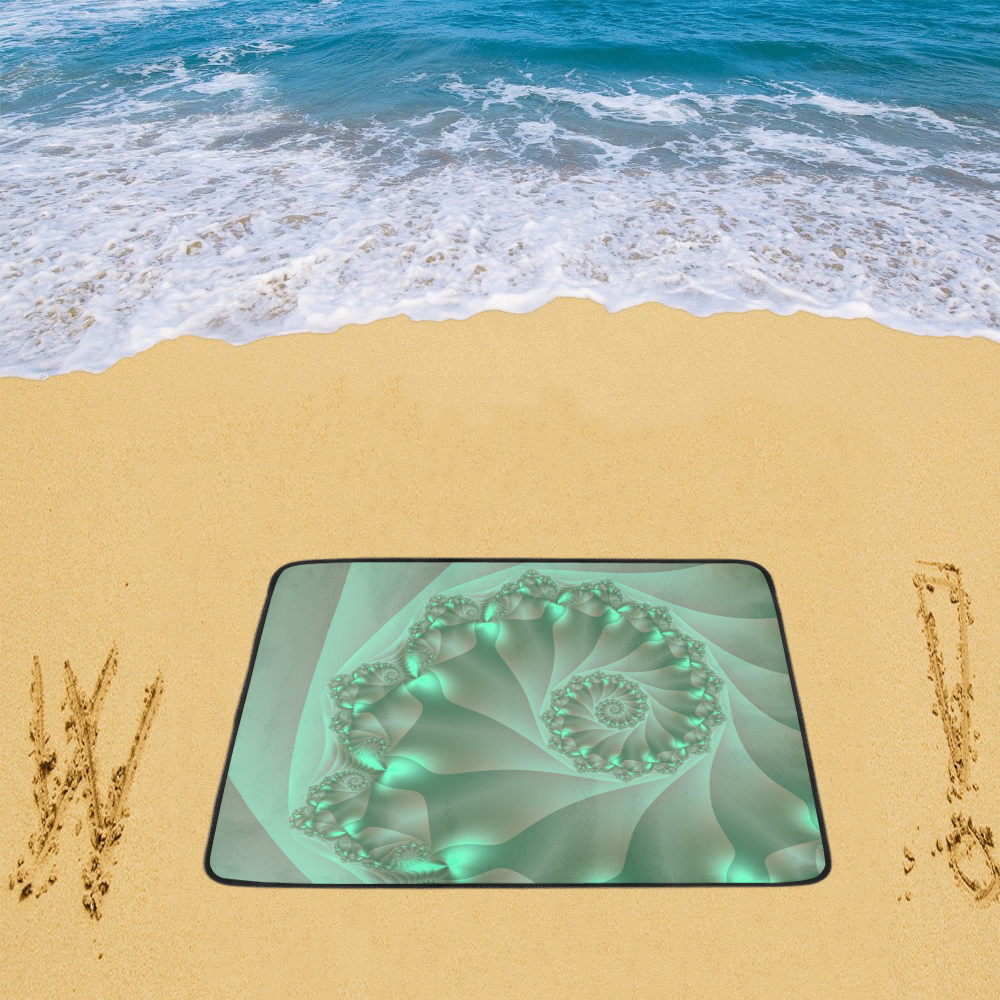 Green Spiral Fractal Beach Mat 78"x 60"