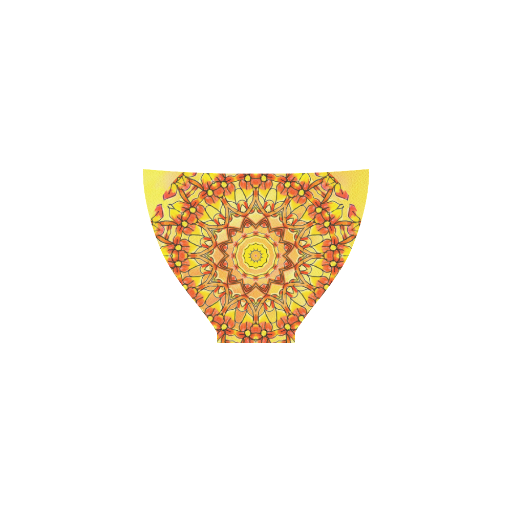 Orange Yellow Sunflower Mandala Red Zendoodle Custom Bikini Swimsuit