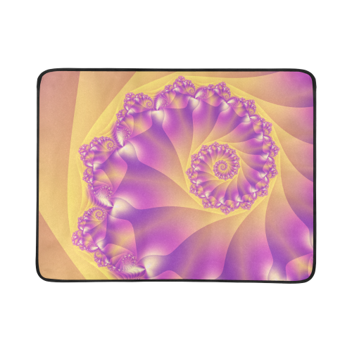 Yellow and Purple Spiral Fractal Beach Mat 78"x 60"