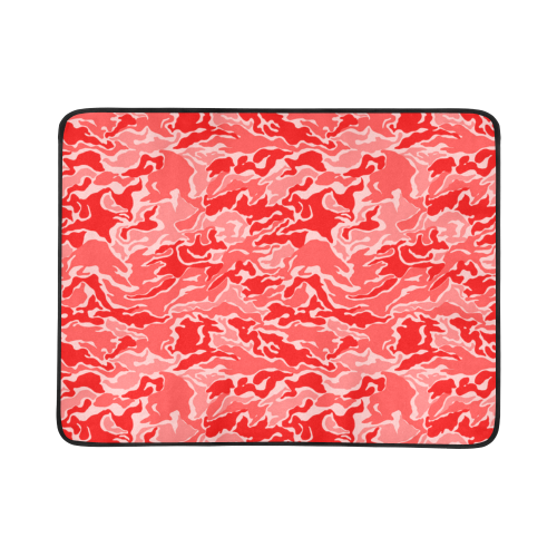 Red Camo Camouflage Pattern Beach Mat 78"x 60"