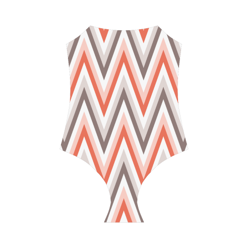 Trendy Modern Red Grey White Zig Zag Chevron Strap Swimsuit ( Model S05)