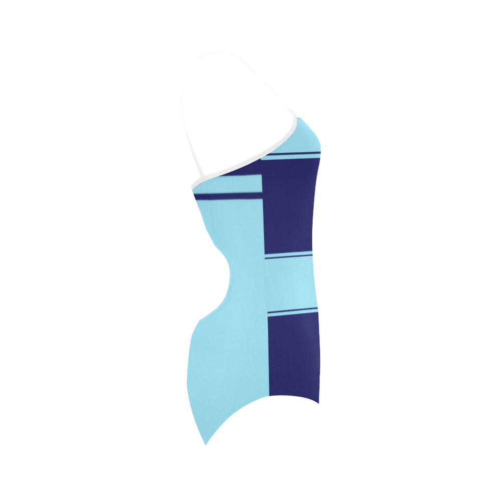 Ribbon Blue Lightblue Twoface Strap Swimsuit ( Model S05)