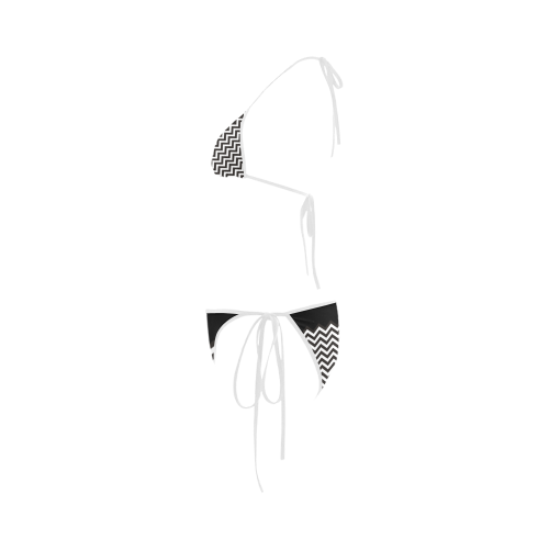 HIPSTER zigzag chevron pattern black & white Custom Bikini Swimsuit