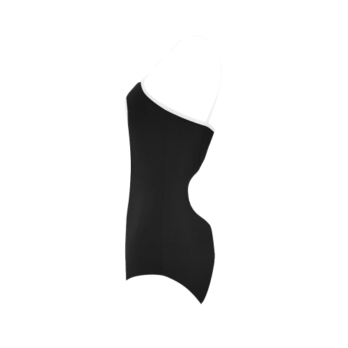 WHITE STRIPE + one color black Strap Swimsuit ( Model S05)