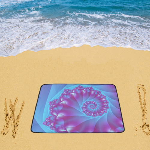 Blue and Purple Spiral Fractal Beach Mat 78"x 60"