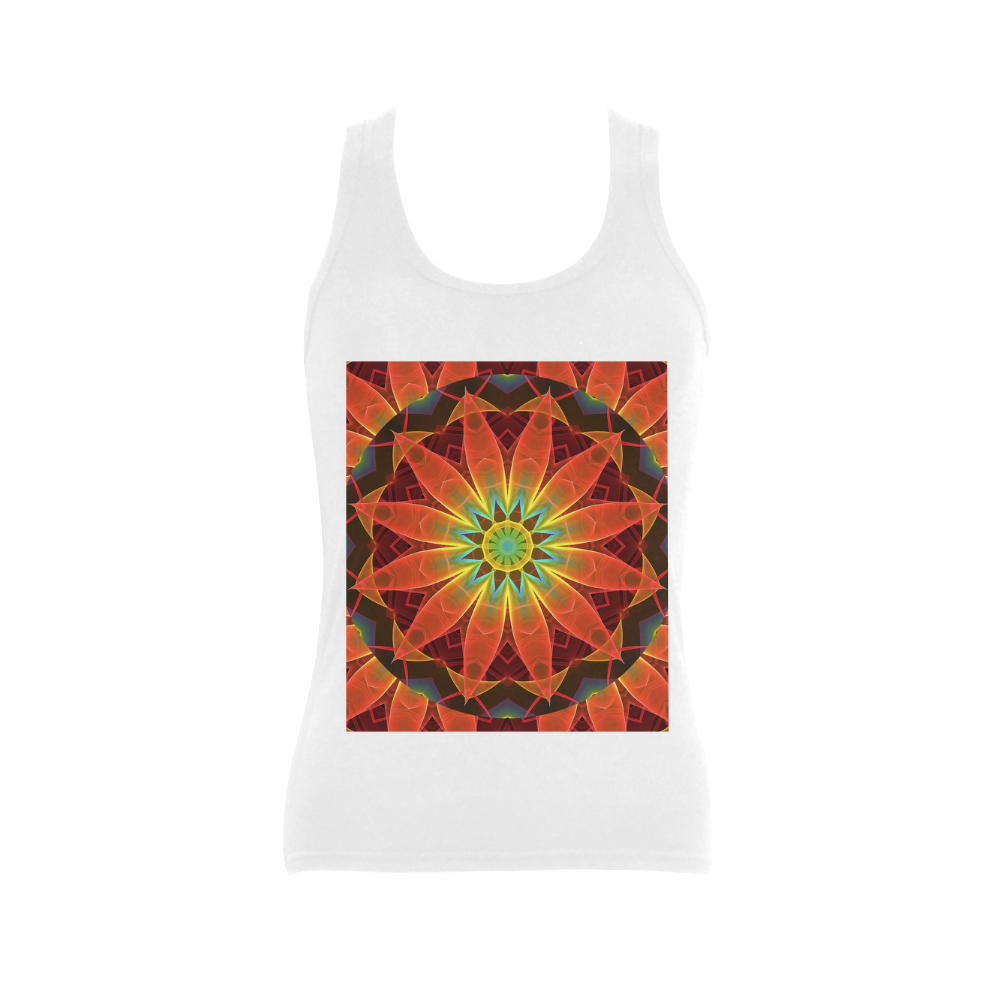 Radiance and Light, Orange Brown Awakening Women's Shoulder-Free Tank Top (Model T35)