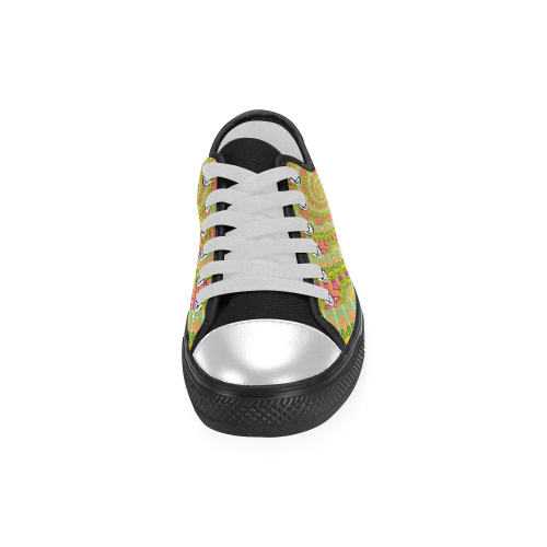 FLOWER POWER SPIRAL SUNNY orange green yellow Women's Classic Canvas Shoes (Model 018)