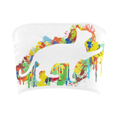 Lovely Cat Colorful Splash Bandeau Top