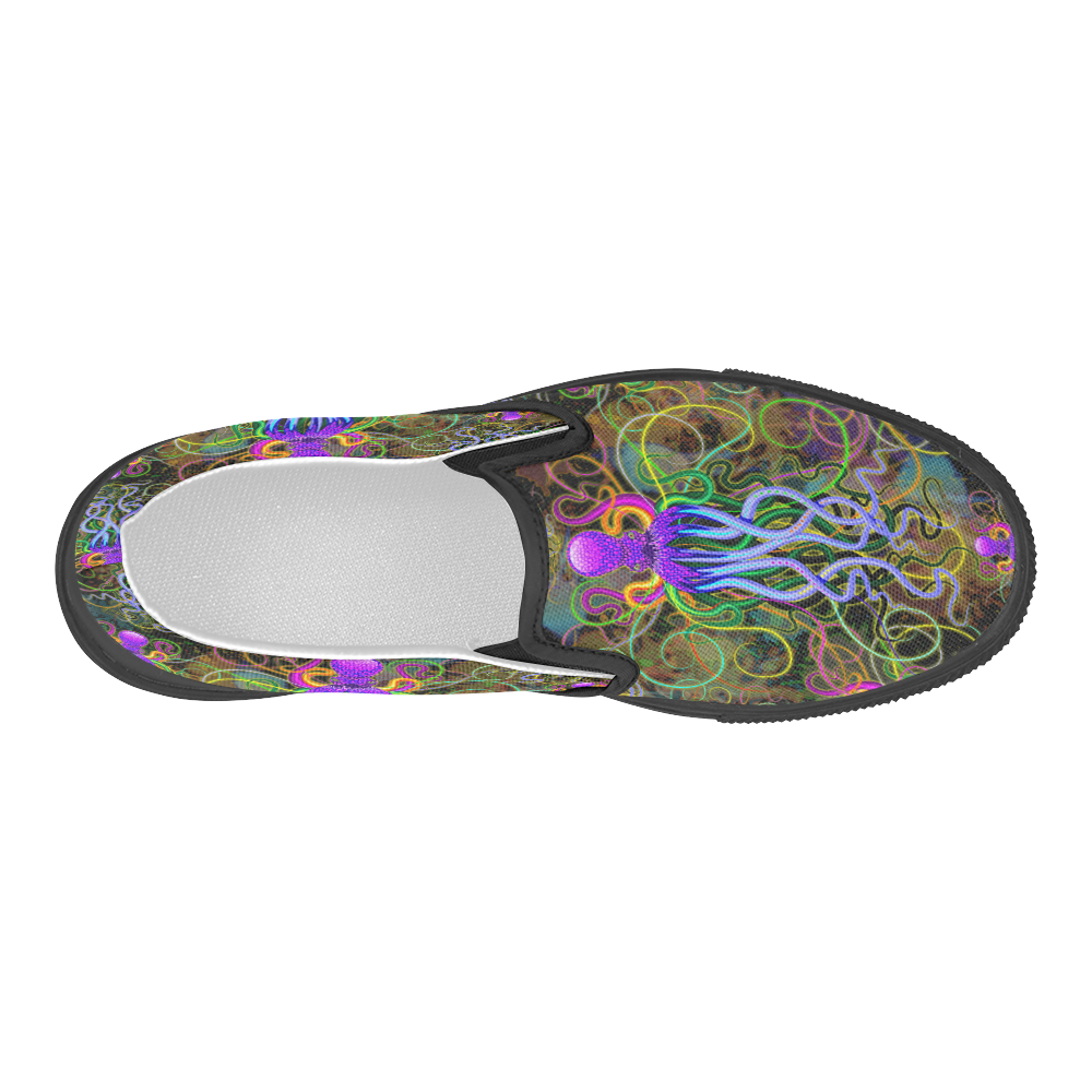 Octopus Psychedelic Luminescence Women's Slip-on Canvas Shoes (Model 019)