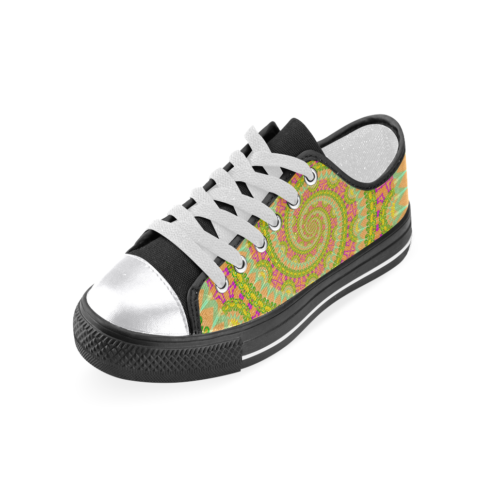 FLOWER POWER SPIRAL SUNNY orange green yellow Women's Classic Canvas Shoes (Model 018)