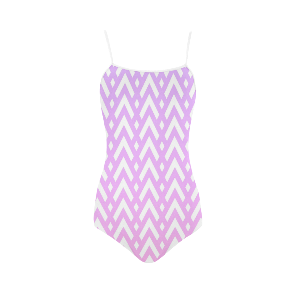 Lilac/Pink Geometric Pattern Strap Swimsuit ( Model S05)