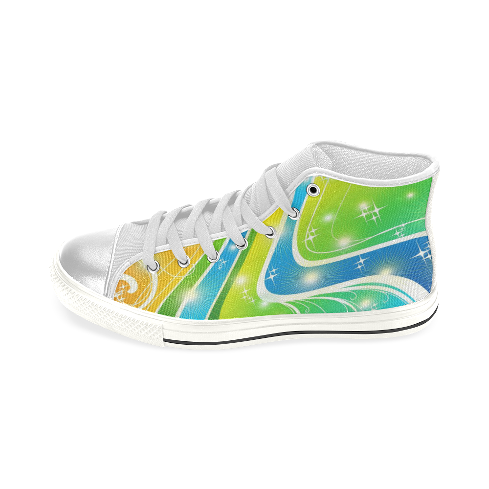 Swirls Festive Bright Abstact Colors Women's Classic High Top Canvas Shoes (Model 017)
