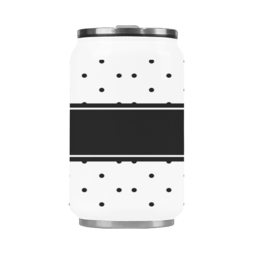 Black White Dots Ribbon Name Stainless Steel Vacuum Mug (10.3OZ)