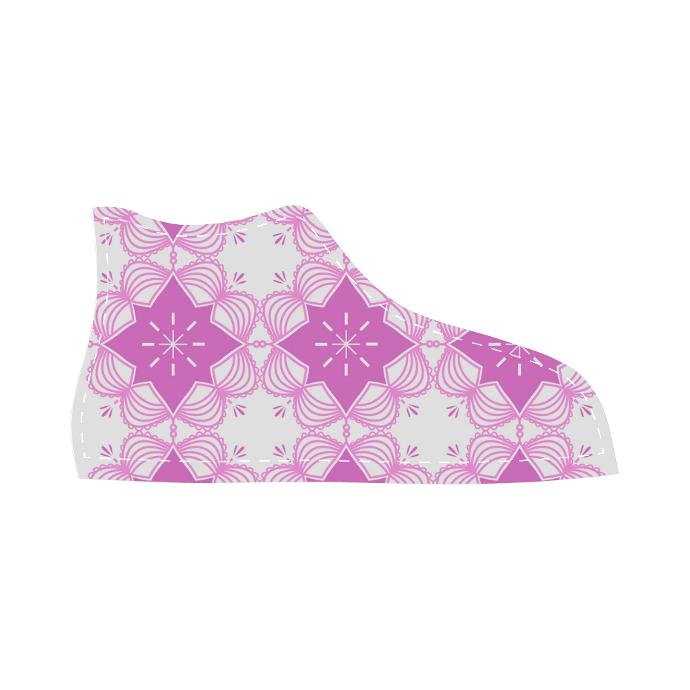 Boho Mandala Fashion Shoes ( Pink and White ) High Top Canvas Kid's Shoes (Model 002)