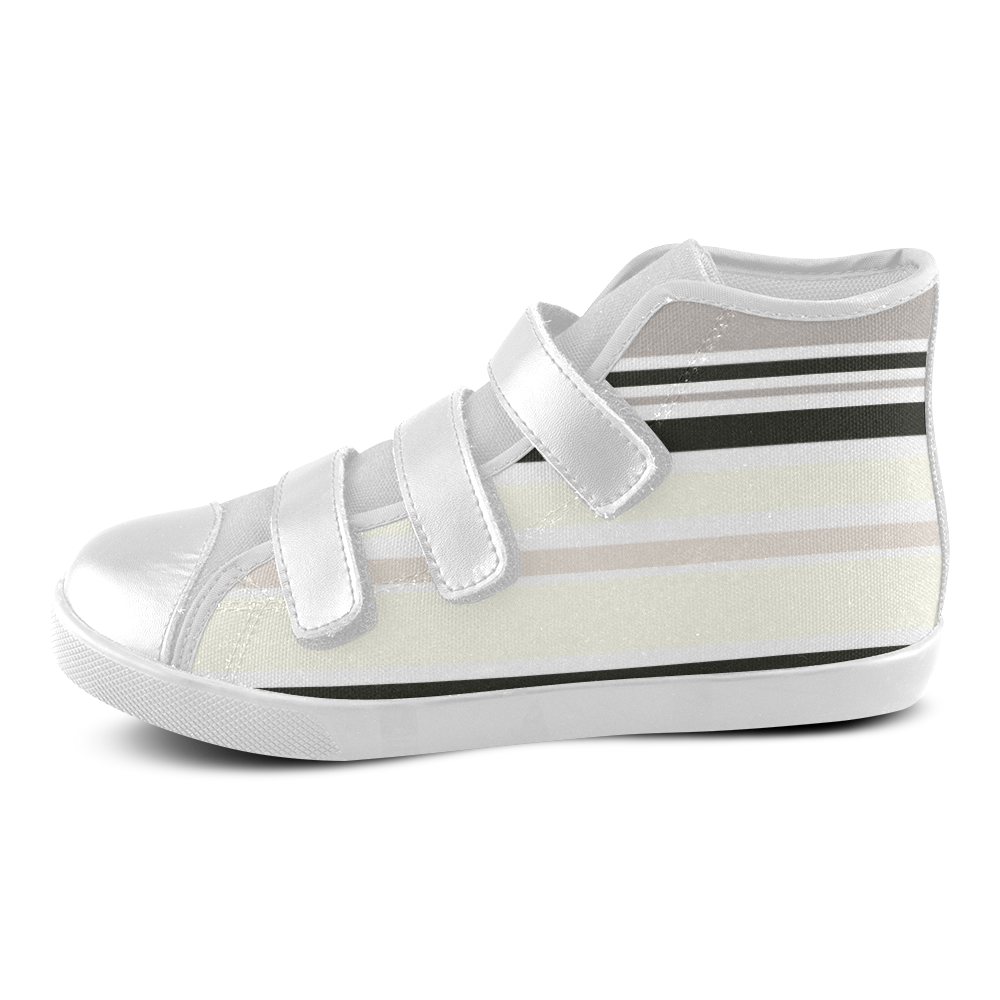 Striped Fashion Edition Vintage 66 Velcro High Top Canvas Kid's Shoes (Model 015)