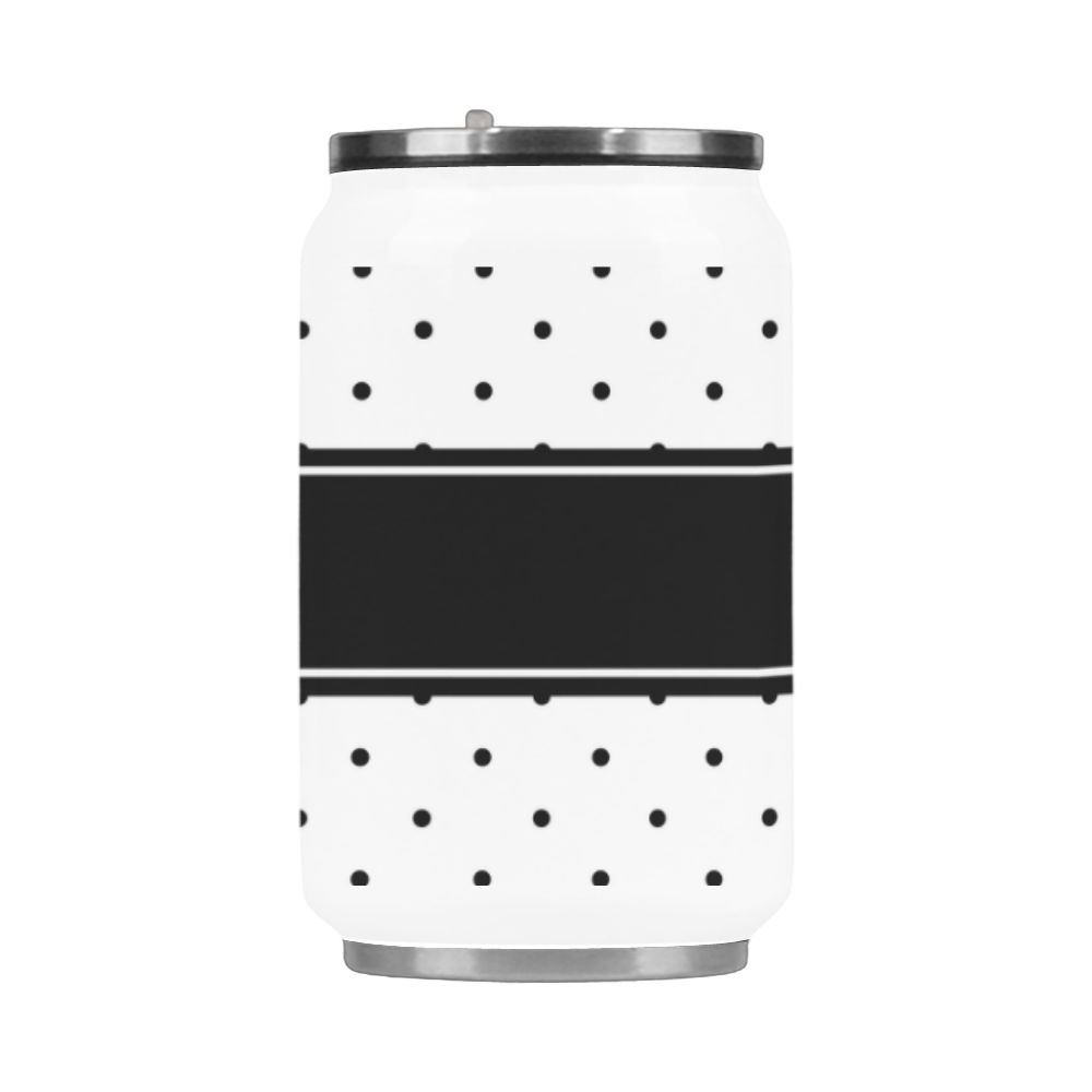 Black White Dots Ribbon Name Stainless Steel Vacuum Mug (10.3OZ)