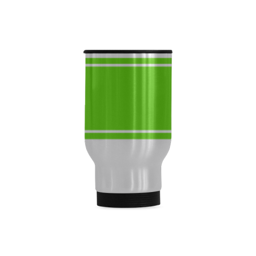 Green Ribbon Design Your Name Travel Mug (Silver) (14 Oz)